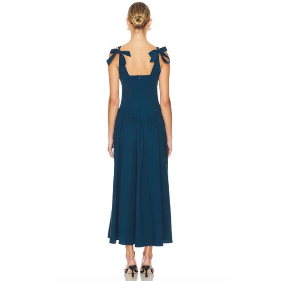 Peixoto Marine Teal Harlow Maxi Dress Cotton Drop Waist Square Neck M Medium - Picture 1 of 8